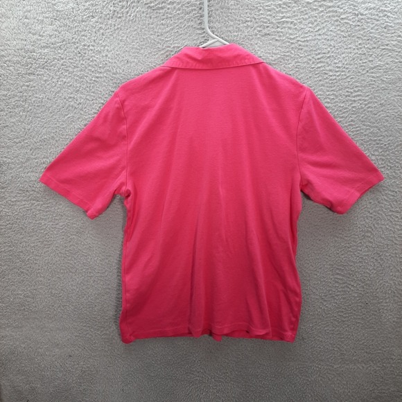 Chicos Shirt Womens 2 US Large Pink V Neck Short Sleeve Careerwear Preppy Casual - Picture 2 of 7